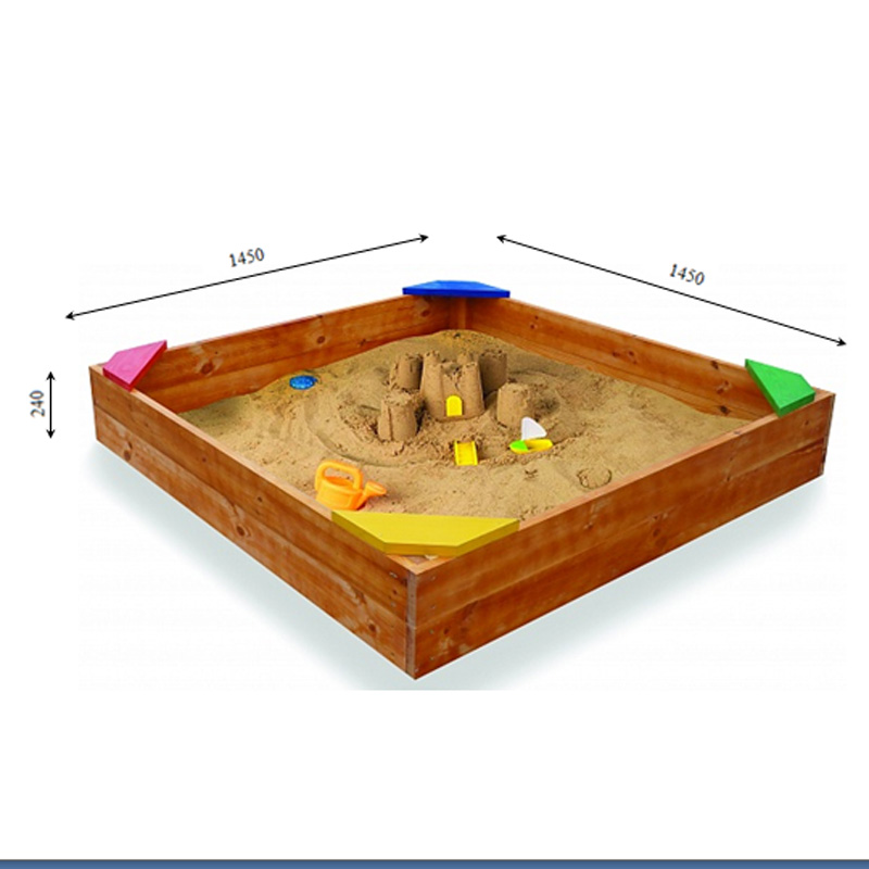 Деревянная песочница с тентовой крышей и крышкой-лавочкой (150 х 150 см) Без покраски