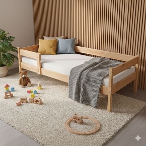 Дитяче ліжко з натурального дерева   ЛіжкоТиша 80х160 сосна